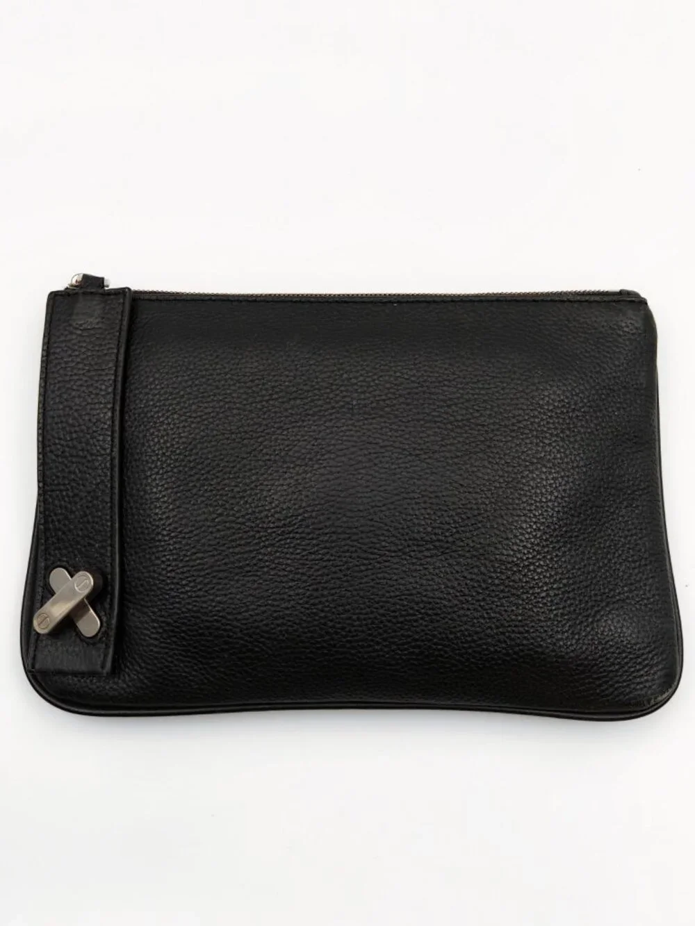 Alexander Wang Black Pebbled Leather Wristlet Pouch Clutch Zip Cosmetic Case